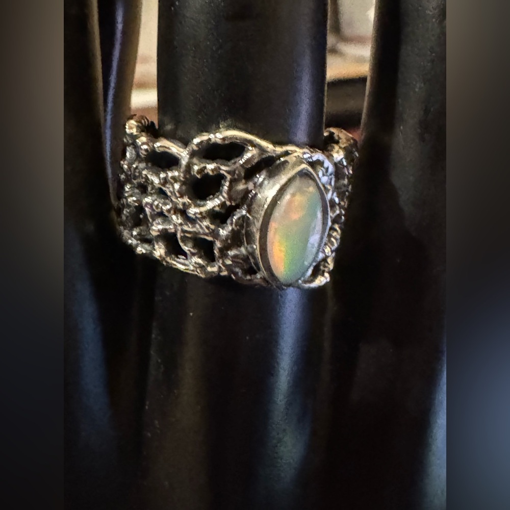 Sterling Silver Natural Opal Ring  Sz 7.75” New